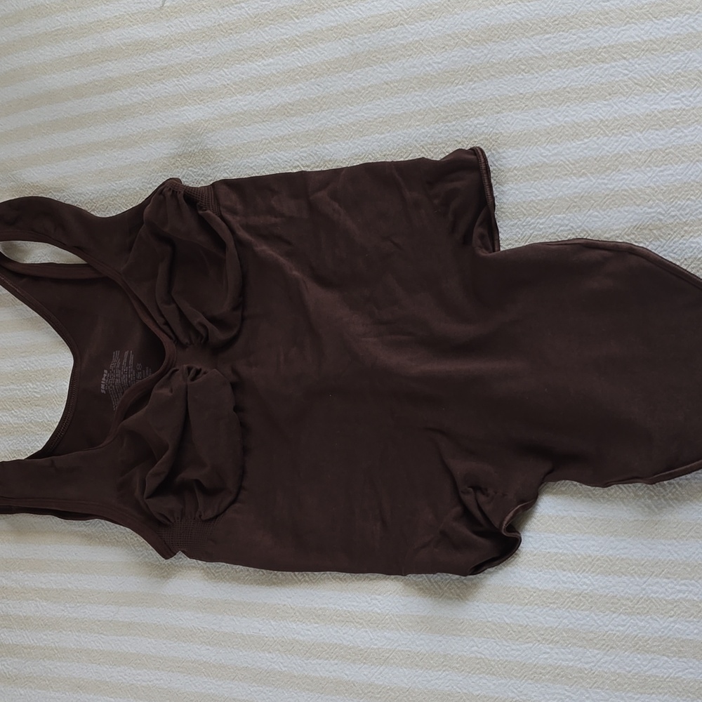 SKIMS Seamless Sculpt Scoop Neck Thong Bodysuit Size:XL Cocoa